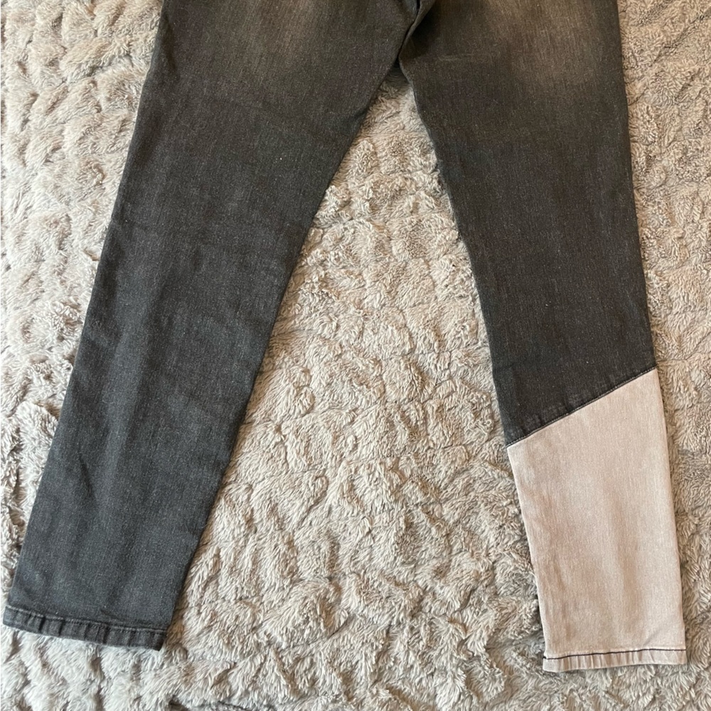 Black Denim Stretch Patchwork Pants - image 5